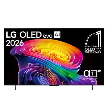 Vue avant de Smart TV LG OLED evo AI 4K C6 2026 42 pouces OLED42C67LA